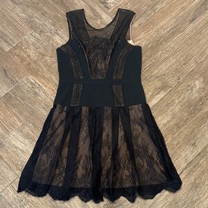 BCBGMaxAzria Black and Tan Lace Dress